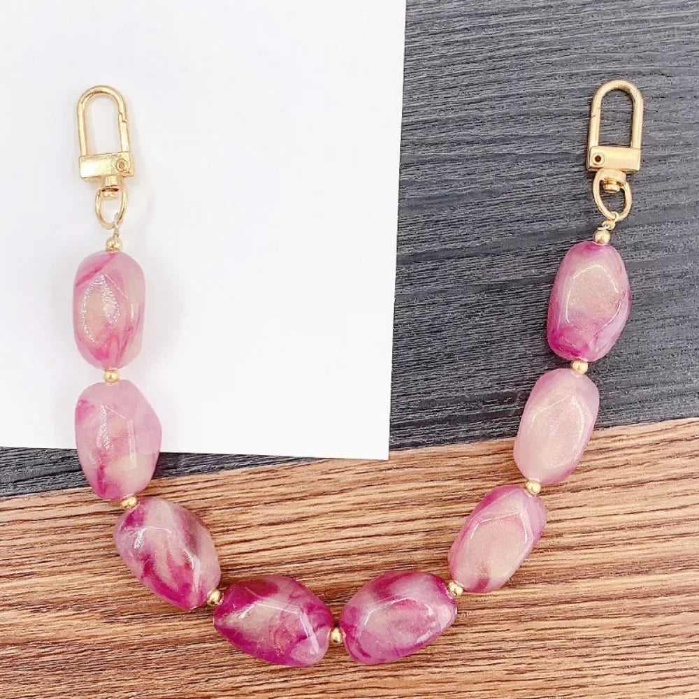 Fashion Mobile Phone Straps Acrylic Resin Beads Parts Handcrafted Wristband Women Replacement Bag Handle Chain Phone Lanyard