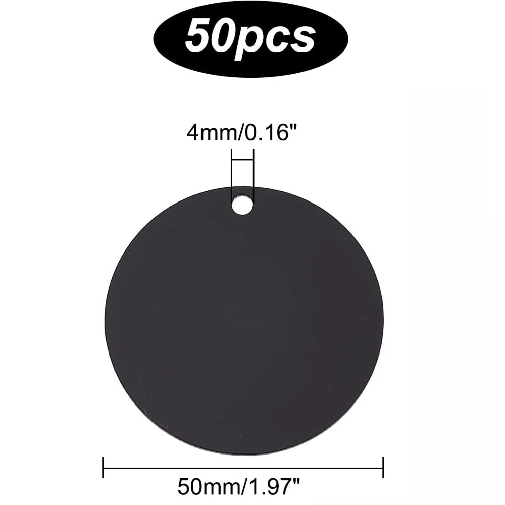 50PCS Black Acrylic Blanks Round Circle Disc Christmas Ornaments for Vinyl Painting Engraving Wedding Christmas