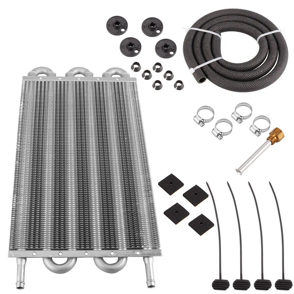 4 Row 6 Row 8 Row Aluminum Universal Oil Cooler Oil Radiator Car Air Conditioning Tube Belt Auto-Manual Radiator Converter Kit