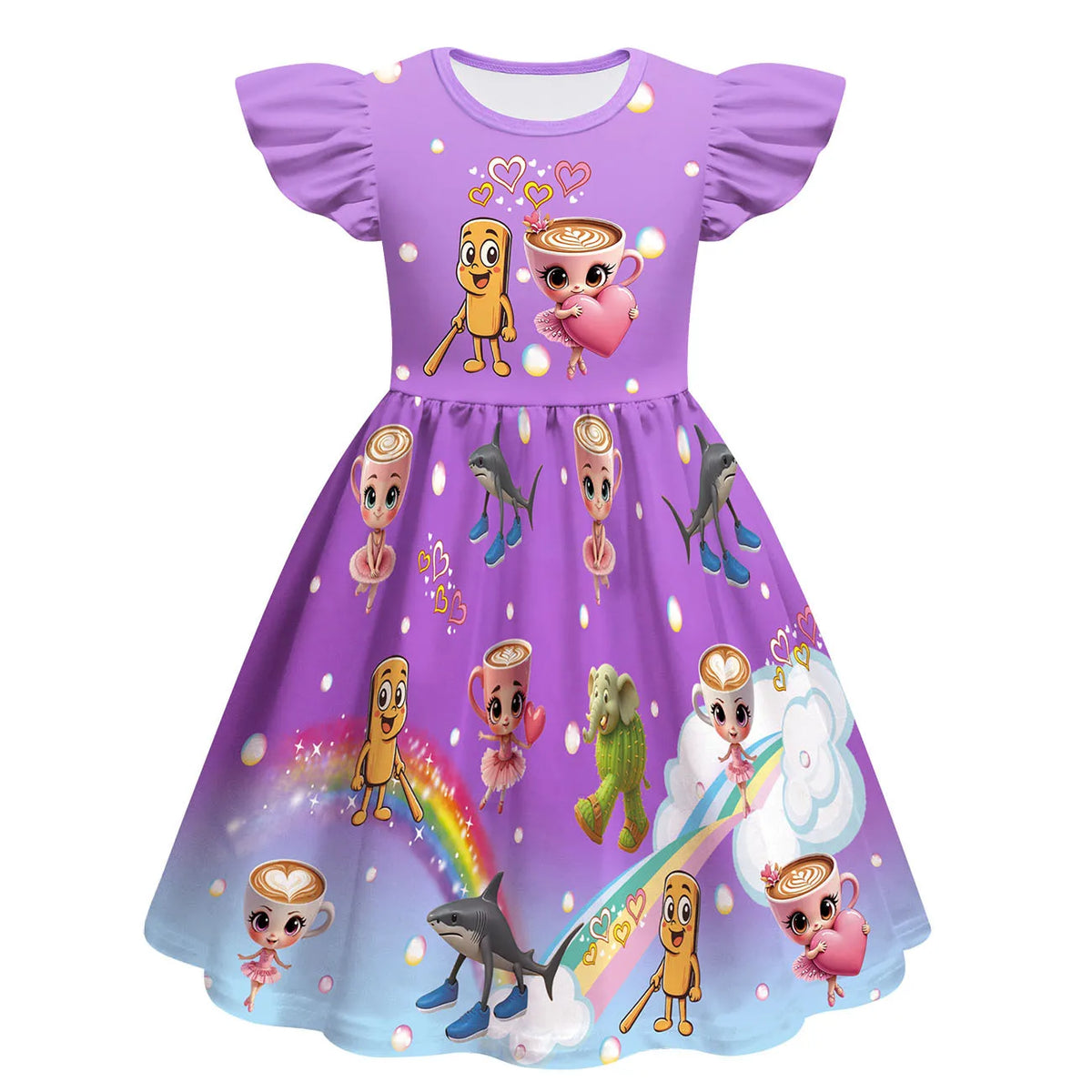 New Ballerina Cappuccina Cosplay Girls Dress+Bag Halloween Party Italian Brainrot Animals Tung Tung Tung Sahur Costume Kids