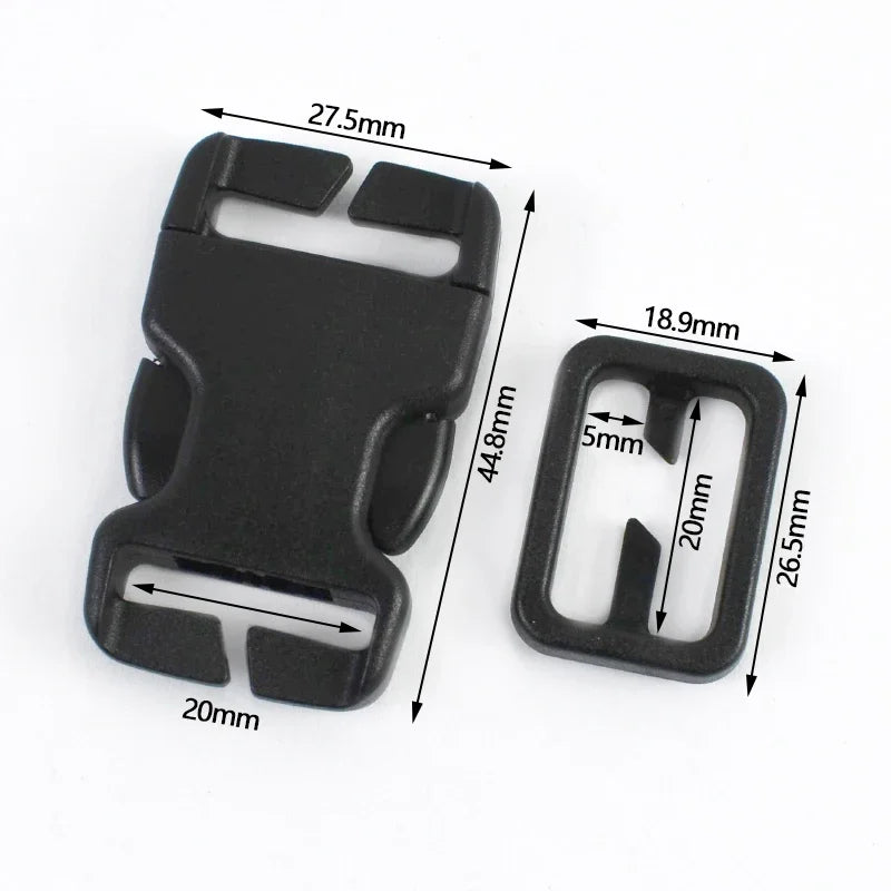 2-10Sets 20/25/38mm Dog Collar Repair Accessories Backpack Plastic Carabiner Clips Side Release Buckles Belt Adjust Sliders Hook