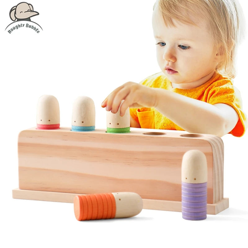 Baby Toys Wooden Little Man Toy Color Recognition Toy Wooden Little Jumping Toy Hand And Foot Coordination Toy Baby Gifts