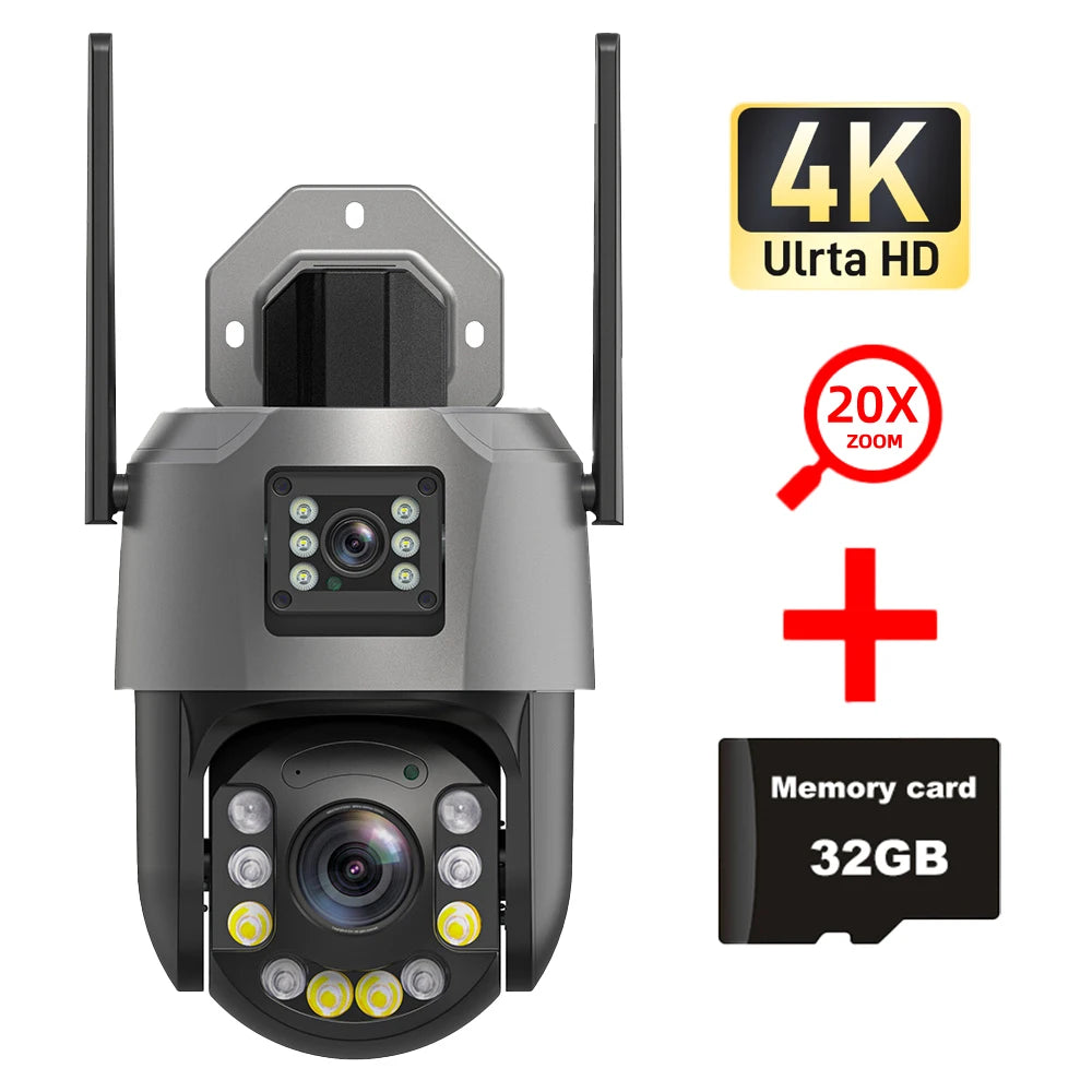 Securexpert 8MP 50X Zoom PTZ Camera WiFi Dual Lens 4K 20X Outdoor Surveillance 120m Ultra Long IR Vision ONVIF Security Camera