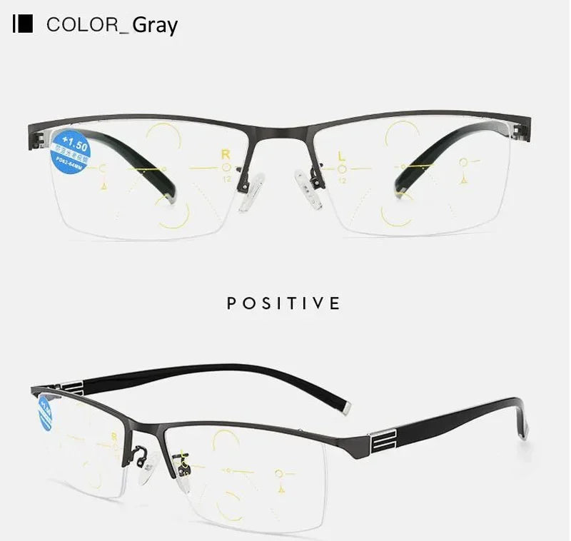Intelligent Progressive Reading Glasses for Man Woman Near and Dual-Use Anti Blue Light Blocking Automatic Adjustment Eyewear