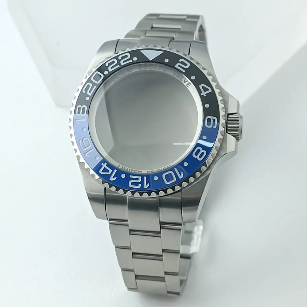 44MM Ceramic Bezel Case Silver SEA Big DEEP Homage Sapphire Crystal Watch Case Stainless 21MM Watch Strap Fit NH35 NH36 Movement