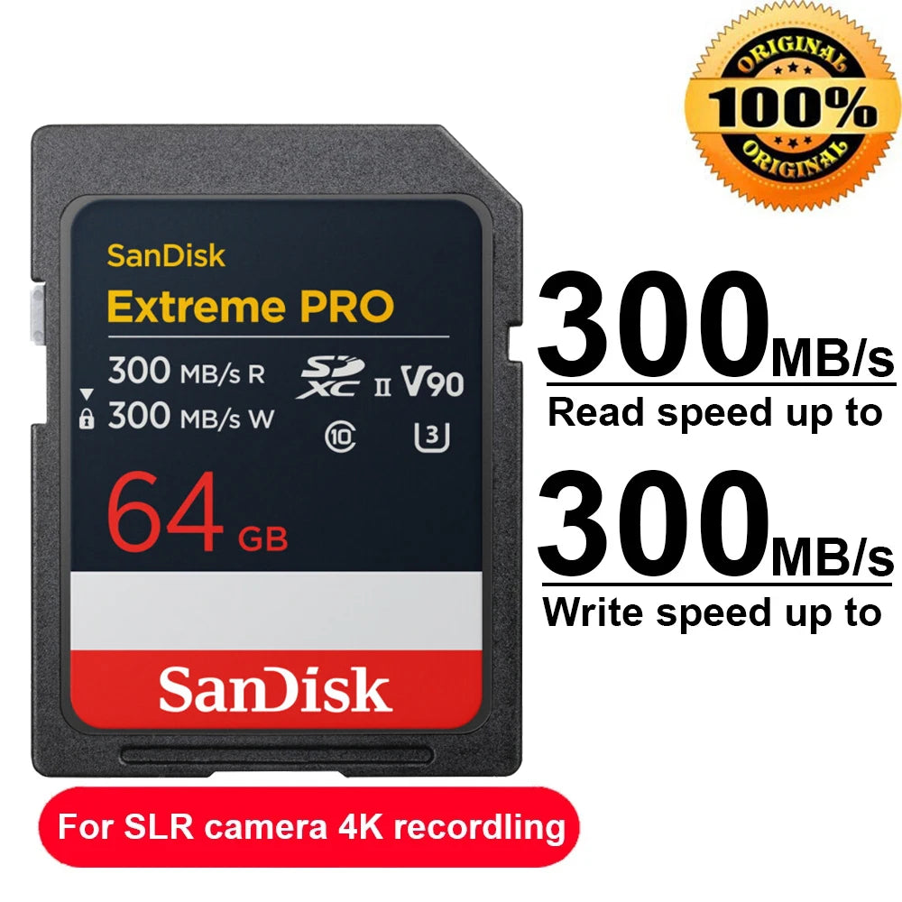 Original Extreme PRO U3 4K 6K 8K C10 V30 V60 V90 SDHC Memory Card SD UHD Video SDXC sd Card UHS-I UHS-II for SLR 3D Canon Camera