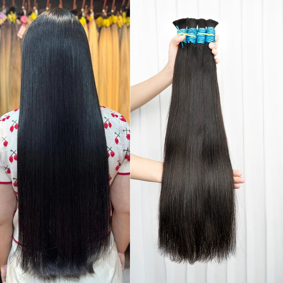 Human Hair Bulk For Braiding Straight Brazilian Virgin Human Hair Bulk No Weft for Braids Straight Bulk Human Hair Natural Black