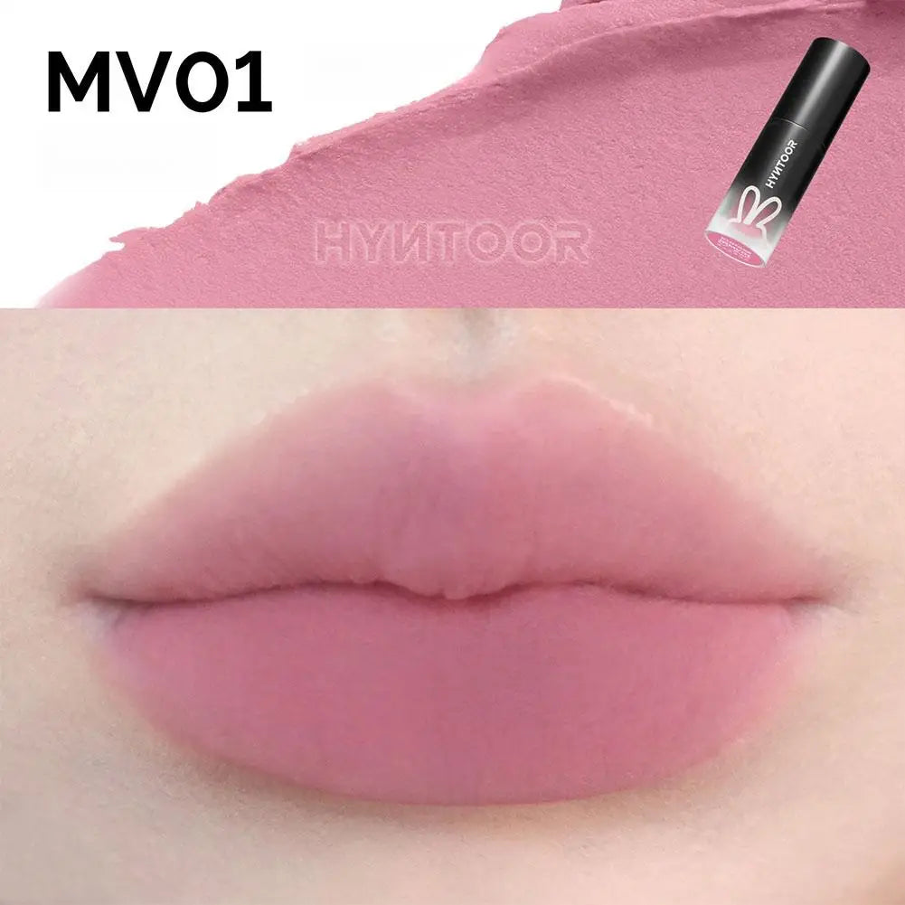 Hyntoor Lipstick Matte Soft Mist Velvet Nude Black Gothic High Colors Lip Mud Non-stick Cup Lasting Korean Lipstick
