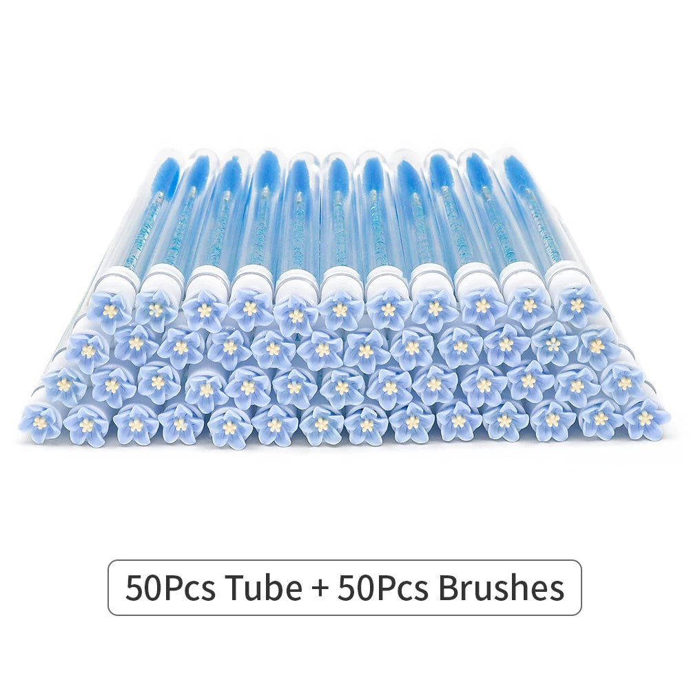 10/50Pcs Eyelash Brush Tubes With Crystal Lash Mascara Wands Eyebrow Comb Spoolies Container Lash Brush Applicators Makeup Tools