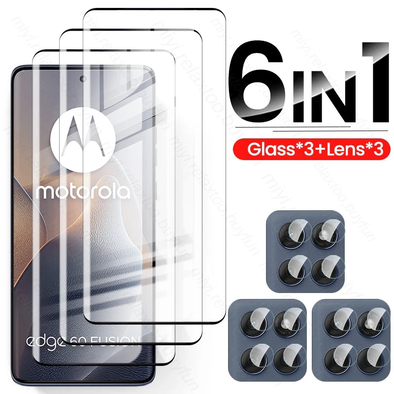 Edge60Fusion 6To1 9D Curved Glass Screen Protector For Motorola Edge 60 Fusion 5G Camera Protective Glass On Edge60 Pro 60Fusion