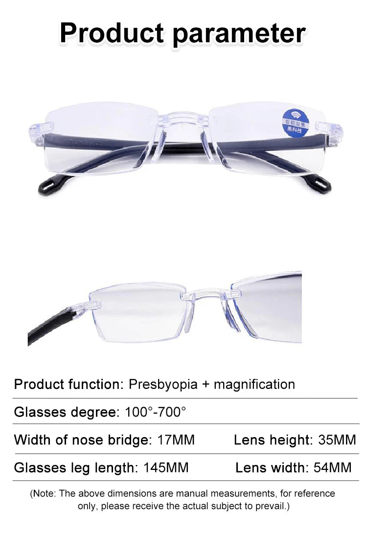 Automatic Zoom 100-700 Degree Reading Glasses Near And Far Anti-radiation Anti-blue Light Glasses