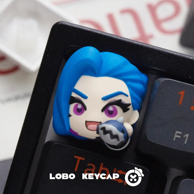 LoL Anime Keycaps Resin Kawaii Customized Personalized Cute Seraphine Jinx Keycap