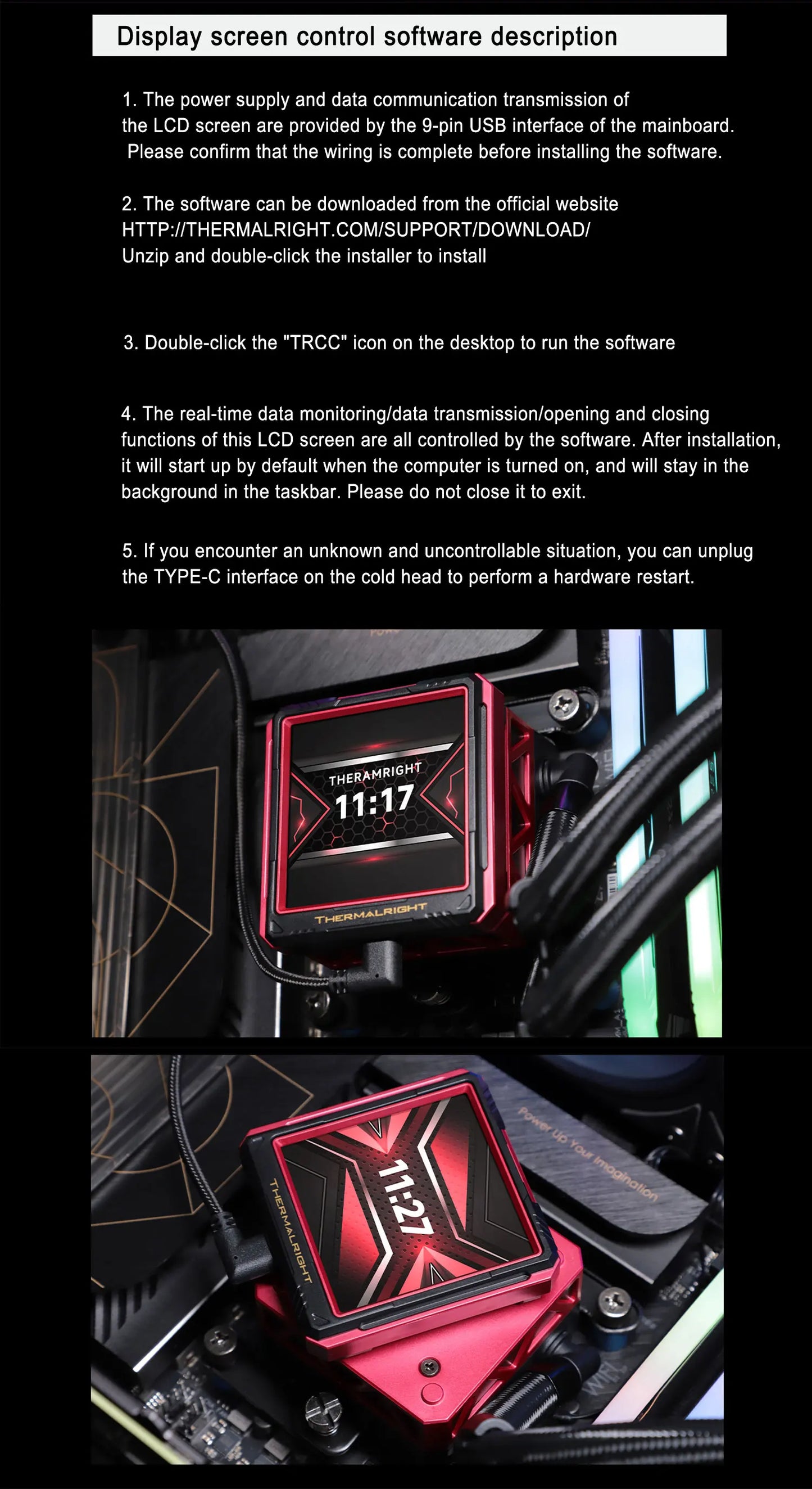 Thermalright FW ULTRA 360 ARGB All -in -one water cold radiator,magnetically rotatable 2.88-inch LCD display,Support LGA1700/AM5