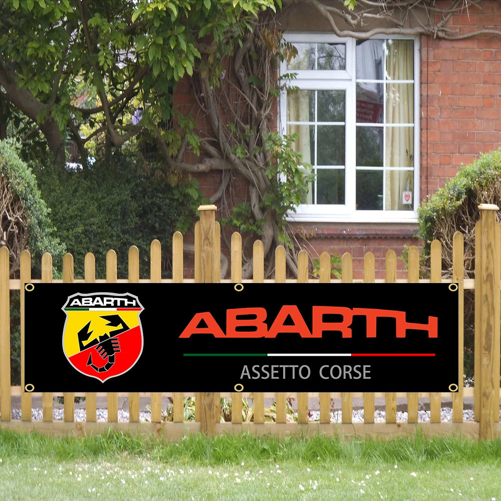 60X240cm Abarth Car logo Banner Flag Polyester Printed Garage or Outdoor Decoration Tapestry