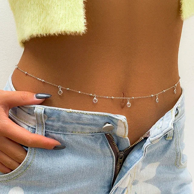 New Fashion Sexy Double Layer Pearl Chain for Women Waist Bead Belly Chain Belly Belt Summer Beach Body Jewelry Festival Gifts