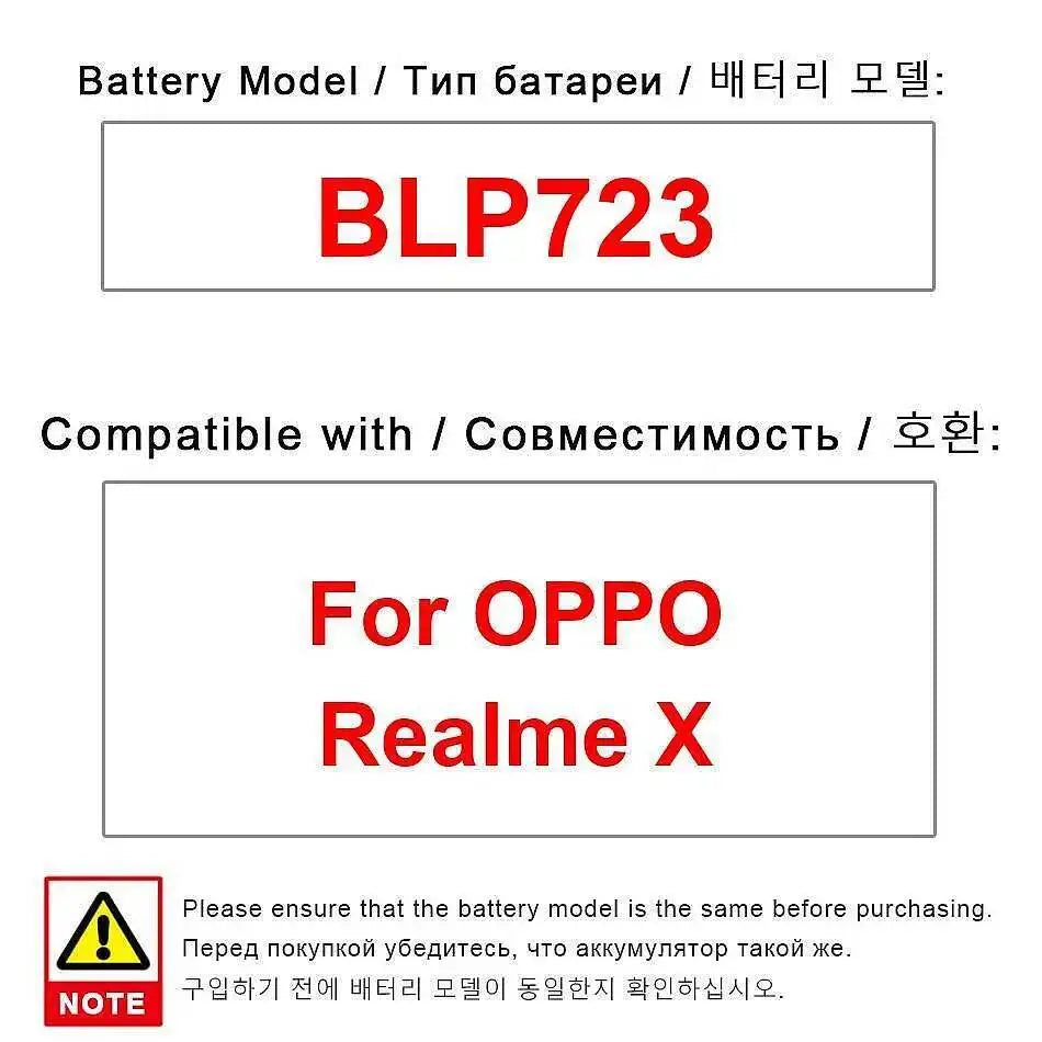 For Oppo Realme X Reliable Power Mobile Phone Battery BLP723 3765Mah Supply
