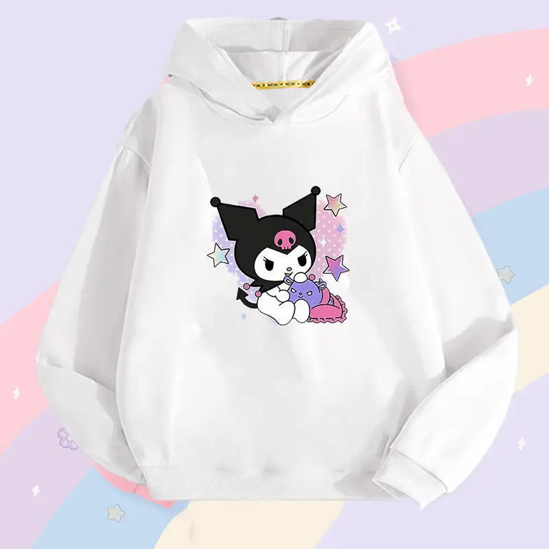 Sanrio Children's Hoodie, Children's Hoodie, Girls' Kuromi Cute Autumn and Winter Warm Children's Hoodie
