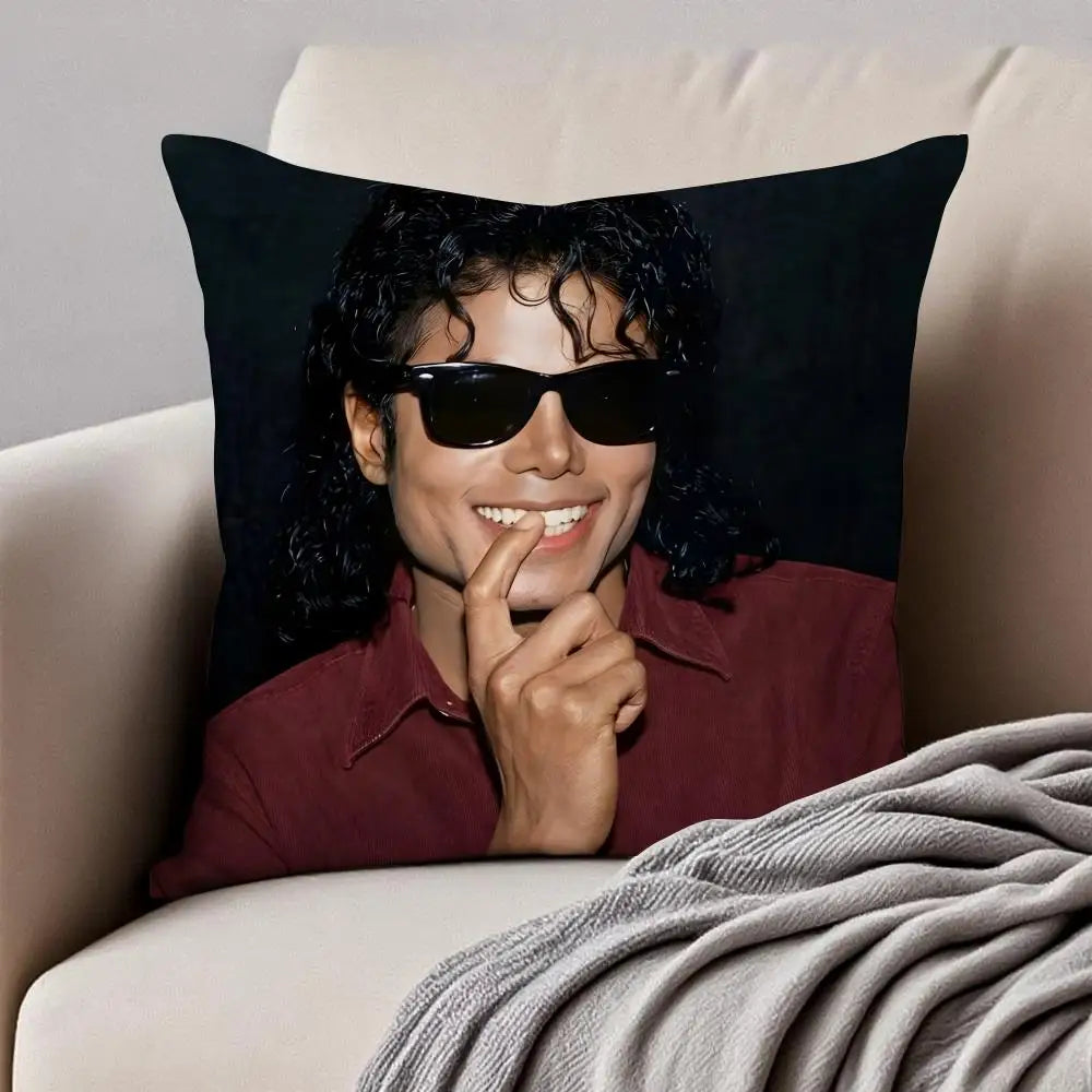 Pop Music M-Michael Jackson Cushion Cover Pillowcase Anti-dustmite Invisible Zipper Short Plush Sofa Cushion