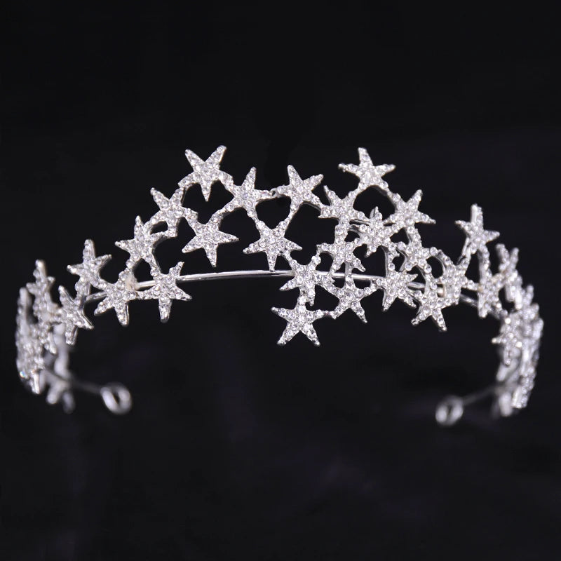 Bridal Wedding Hair Accessories Silver Crystal Hair crown alloy diamond crown women's fashion high-end atmospheric headdress