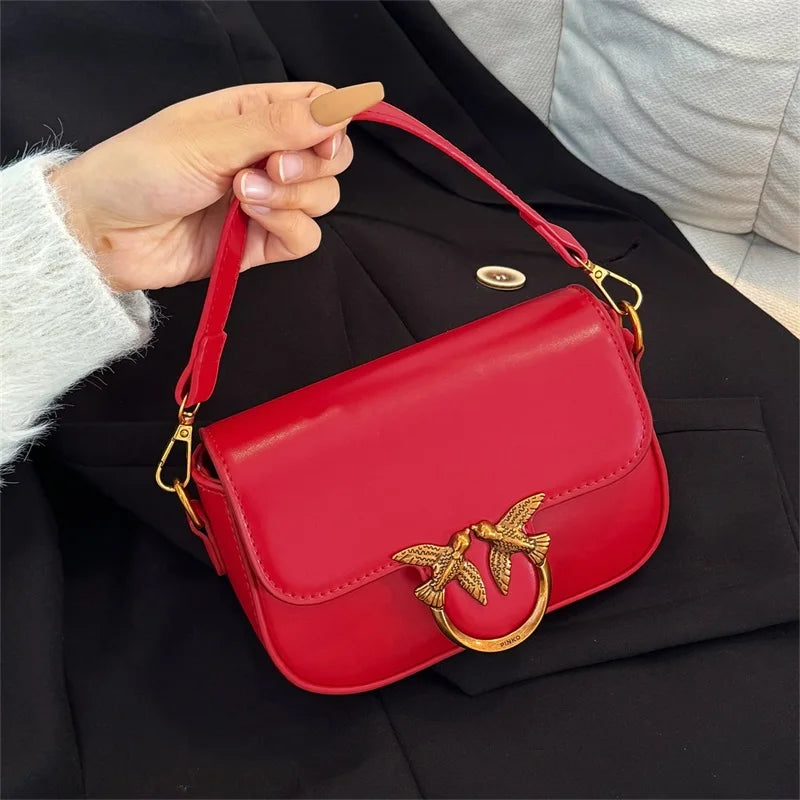 High-end Crossbody Handbag Leather Tote Bags Trendy Design Commuter Popular Classic Elegant Fashionable Bag with avian button