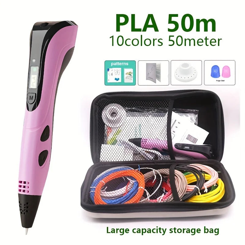 3D Printing Pen Set with PLA Materials Portable Storage Bag Creative Drawing DIY Handcraft Tool Kit for 3D Art Painting