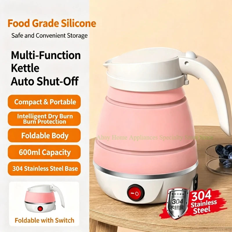 Baby Food Grade Silicone Portable Electric Kettle Folding Kettle Automatic Power-Off Electric Automatic Kettle for Home Trip
