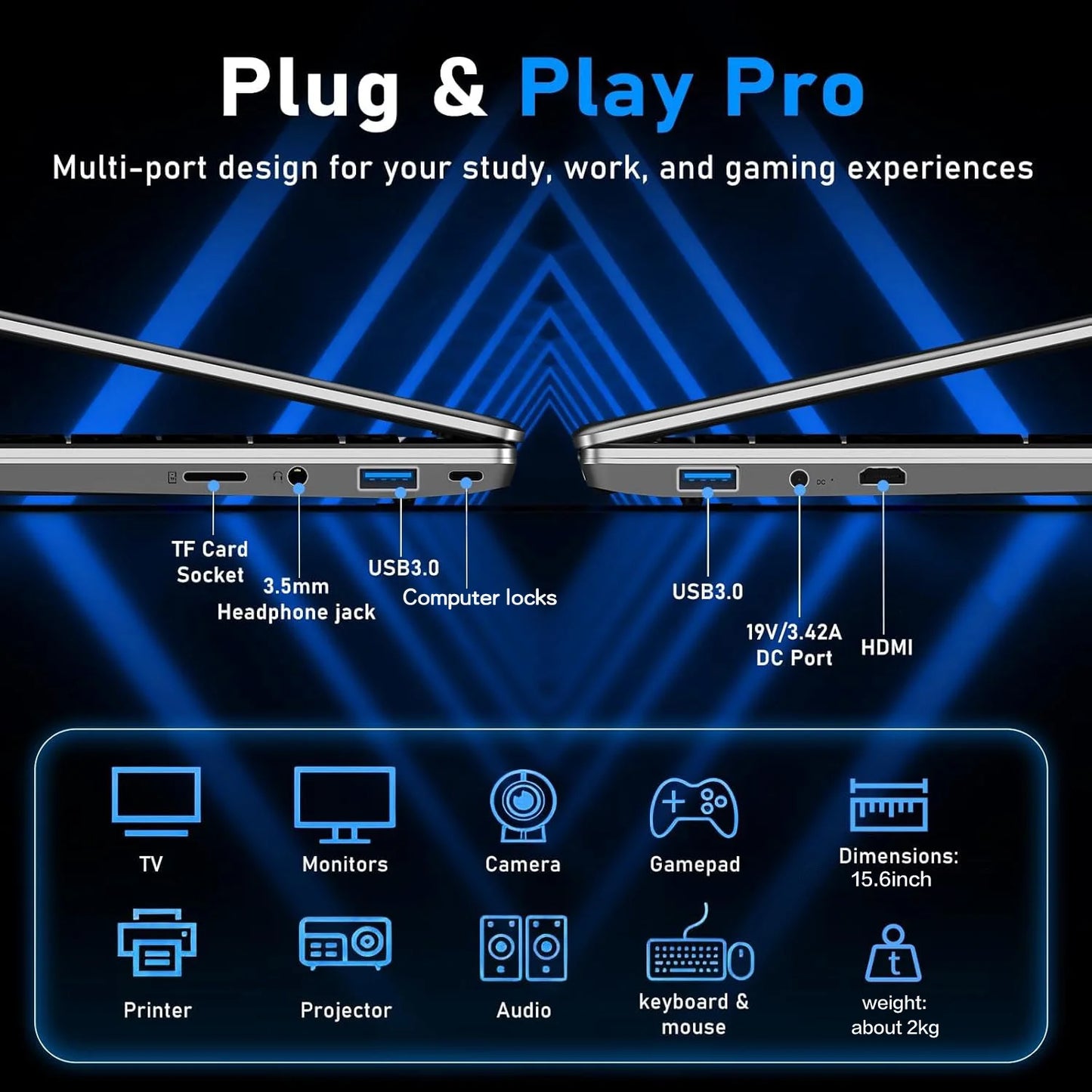 ACEKAMAS 15.6" intel Core i9 10980HK Fingerprint Laptop Notebook PC IPS 1920*1080 16GB RAM 1/2TB SSD Windows 11 Laptop PC Gamer