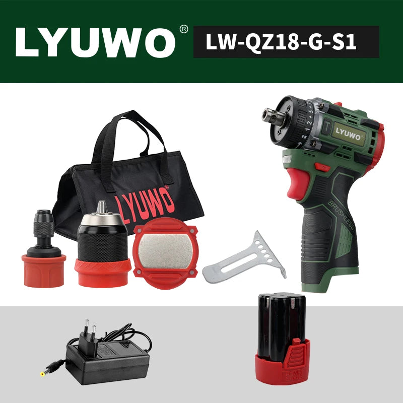 LYUWO Brushless Cordless Electric Screwdriver Kit with Fast-Charging Battery,LED Work Light&Ergonomic Grip(Drill/Driver 2-in-1)