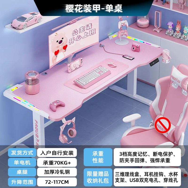 white elegant Computer table Modern Luxury elegant design elevable desk high-end fashion escritorios gaming bedroom furniture