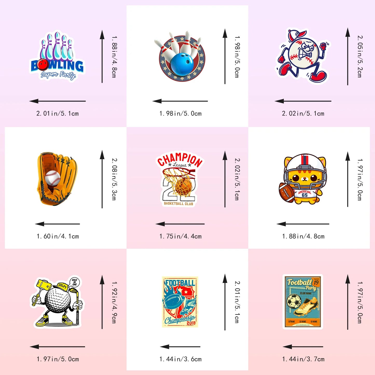 50 PCS Sports Stickers, Soccer Football Volleyball Golf Basketball Stickers, Sports Ball Stickers for phone