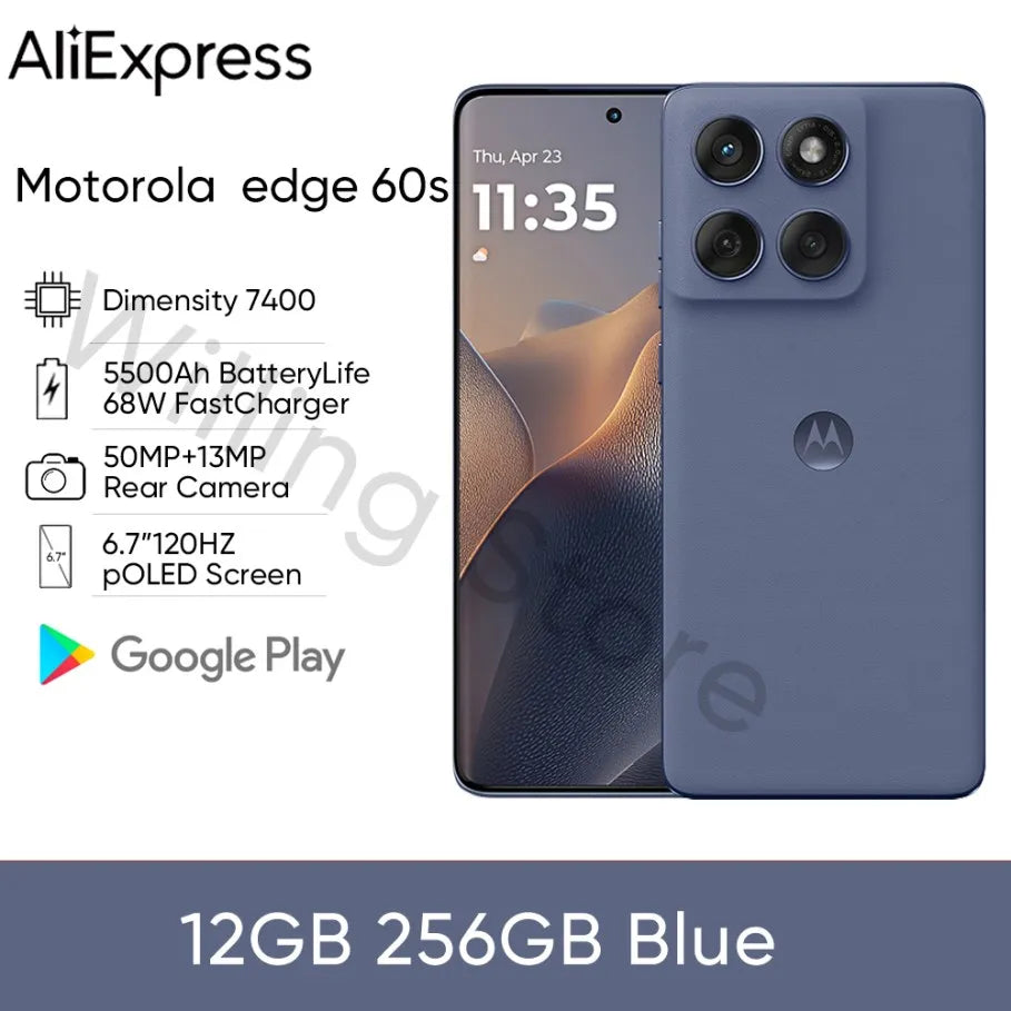 Motorola moto edge 60s 5G phone 50MP Imaging System MTK Dimensity7400 Mobile Phone 5500mAh Floating Quad Curved Body