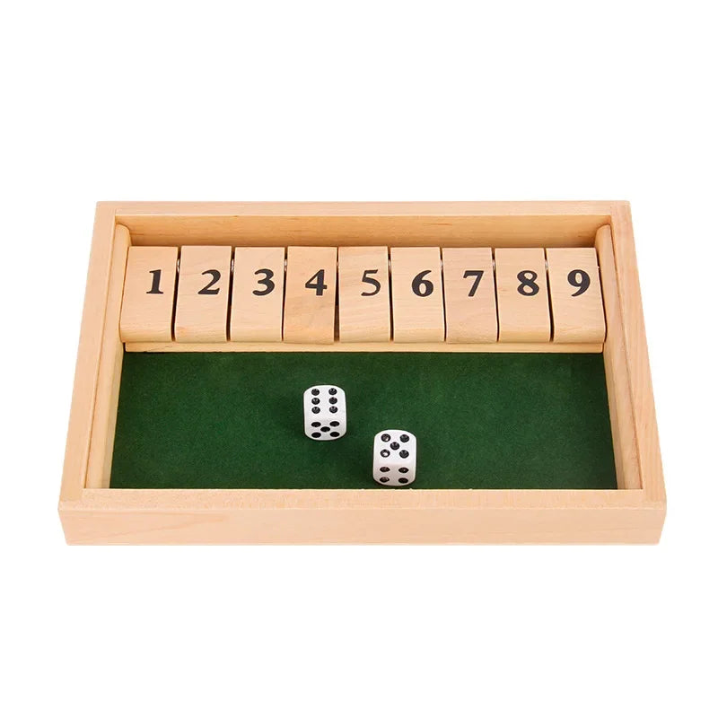 2-4 Player Wooden Math Flaps & Dice Board Box Game Cognitive Thinking Ability Wood Shut-The-Box Instructions Deluxe Adults Kids