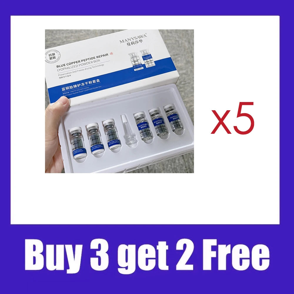 Blue Copper Peptide Repair Lyophilized Powder Box Freeze-dried Firming Essence Anti Aging Shrinks Pores Face Serum Skin Care Set