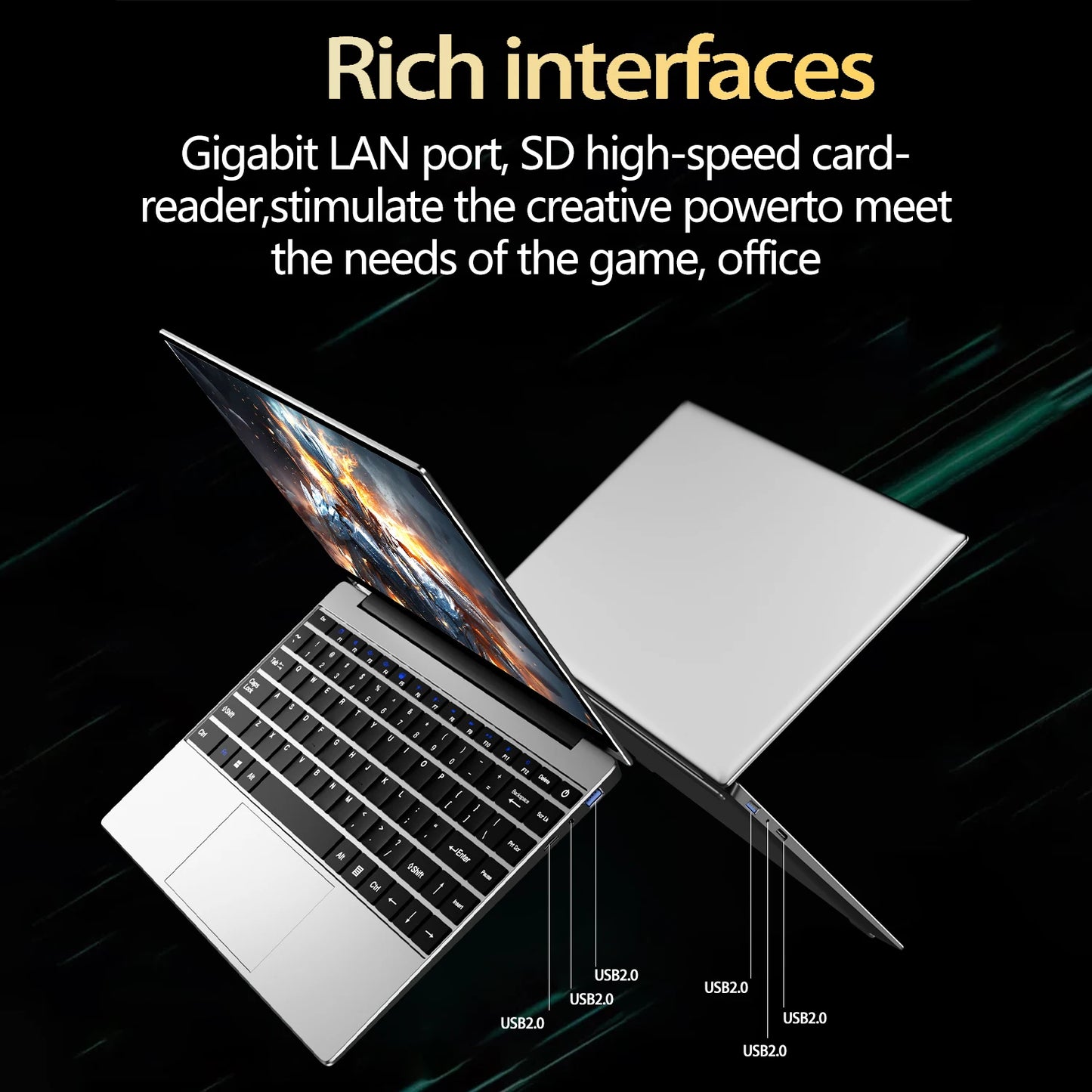 LENO Ultra Slim 14.1" Laptop Intel N3700 16GB 1TB 2TB Gaming Computer PC Windows11 Gamer office Ultra Slim Notebook 1920*1080