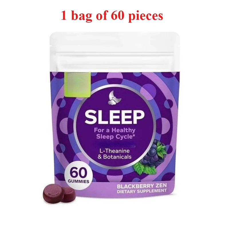 Sleep Gummies Contain L-Theanine & Botanicals Helps To Calm The Mind Promote Healthy Sleep Cycle Blackberry Flavor 60 Count