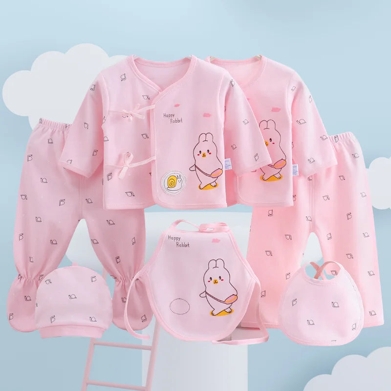 Baby Girls Clothes for Newborn 100% Cotton Tops and Hat and Bibs and Pants Set 0 to 3 Months