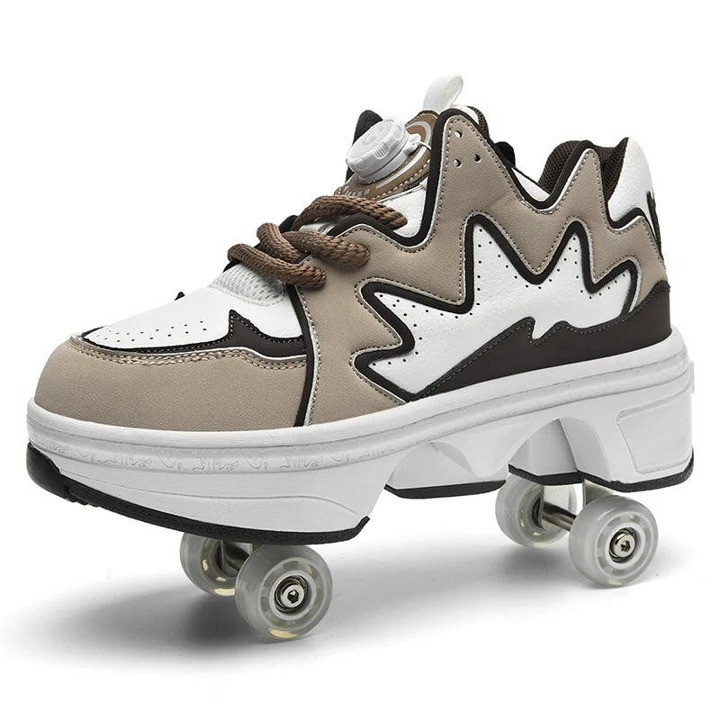 Stylish skating: 2-in-1 white convertible roller skates, leading the way in roller skating and making the best gift for friends.