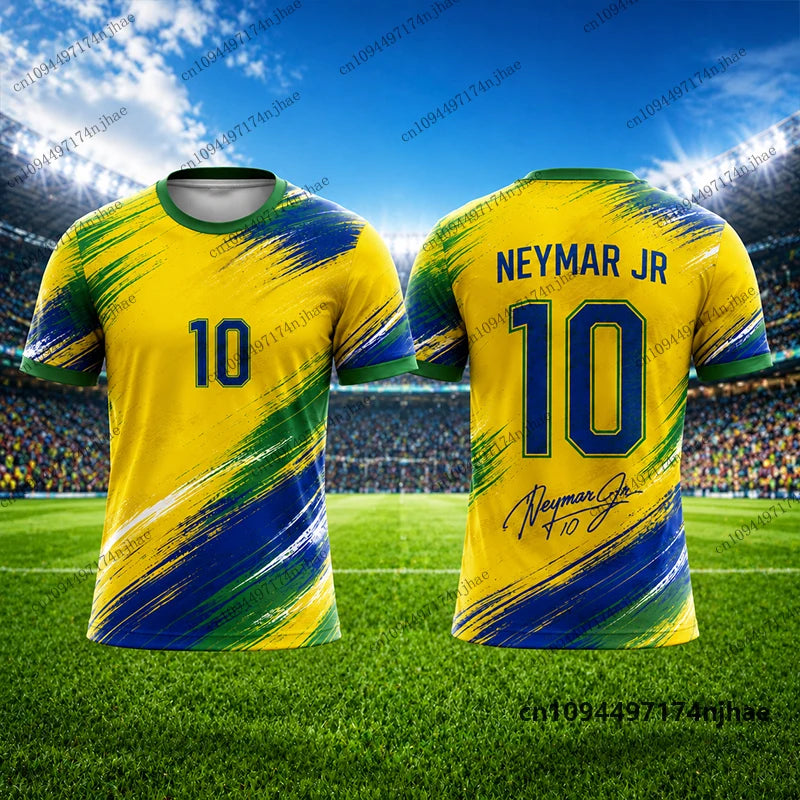 2 Piece Outfits Children Tracksuit Neymar #10 Print T-shirt+Shorts Set Sports Football Jersey Suit Casual Kids/Adult Clothes