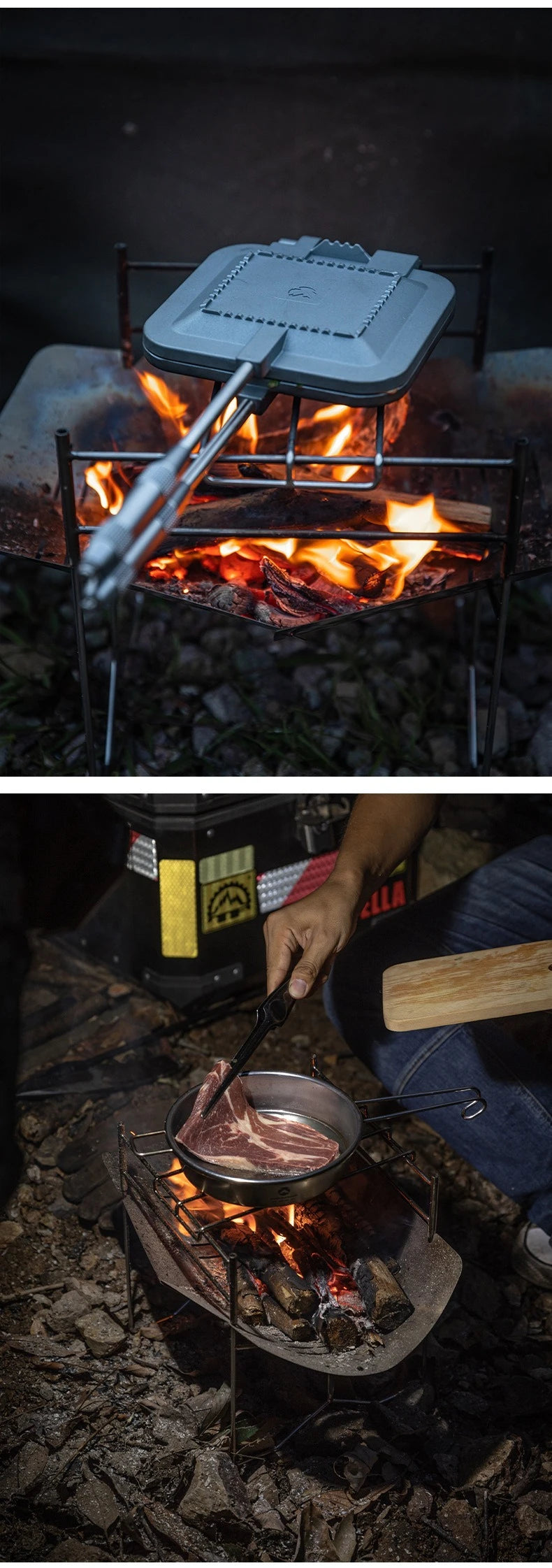 CAMPINGMOON SOLO-A4 Stainless Steel Portable Folding BBQ Grill Outdoor Garden Camping Portable Foldable Cooking Grill