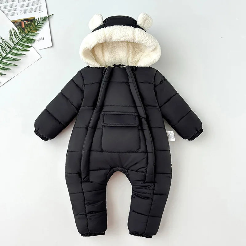 Baby clothes, winter clothes, newborn jumpsuit with fleece and cotton clip baby winter bag handbag foot double zipper