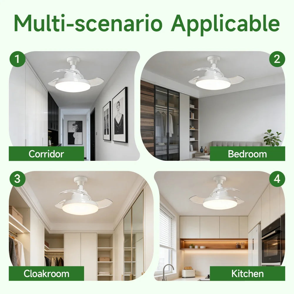 Ceiling Fan Light Suitable For E27 Base Bedroom Fan Lamp With Remote Control Fan Chandelier for Living Room Decor Fan Light