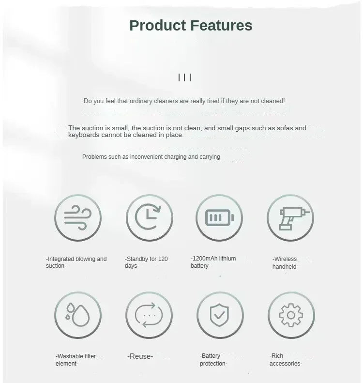 Xiaomi 2900000 PA Car Vacuum Cleaner USB Charging Powerful 4 in1 Clean Machine Wireless Blowing Suction Portable Vacuum Cleaner