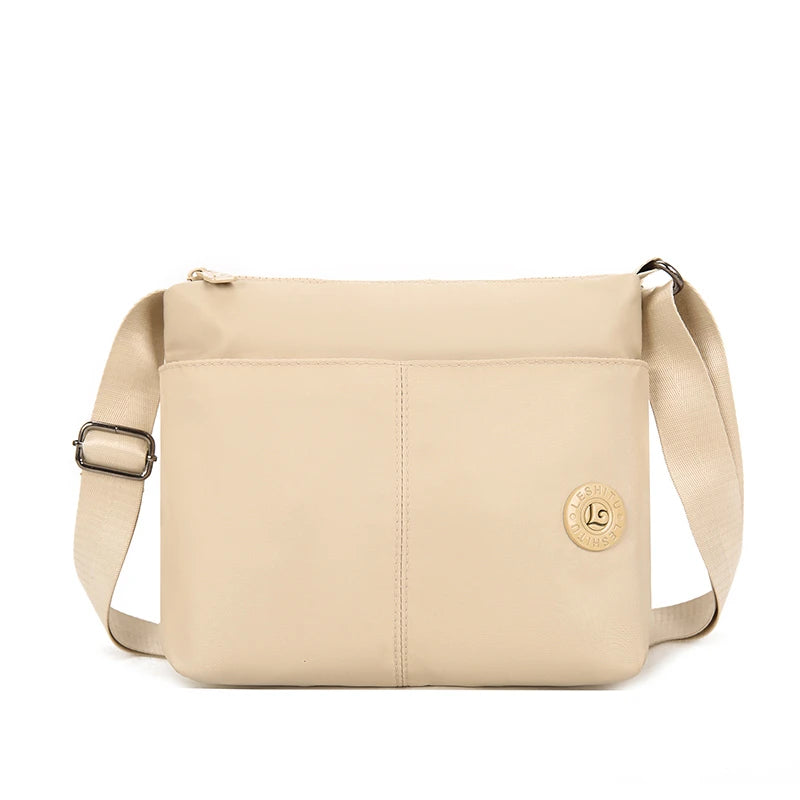 Women Crossbody Bag Multi-Pocket Organizer Lightweight Nylon Wide Strap Messenger Purse Commute Travel Outdoor Solid Minimalist