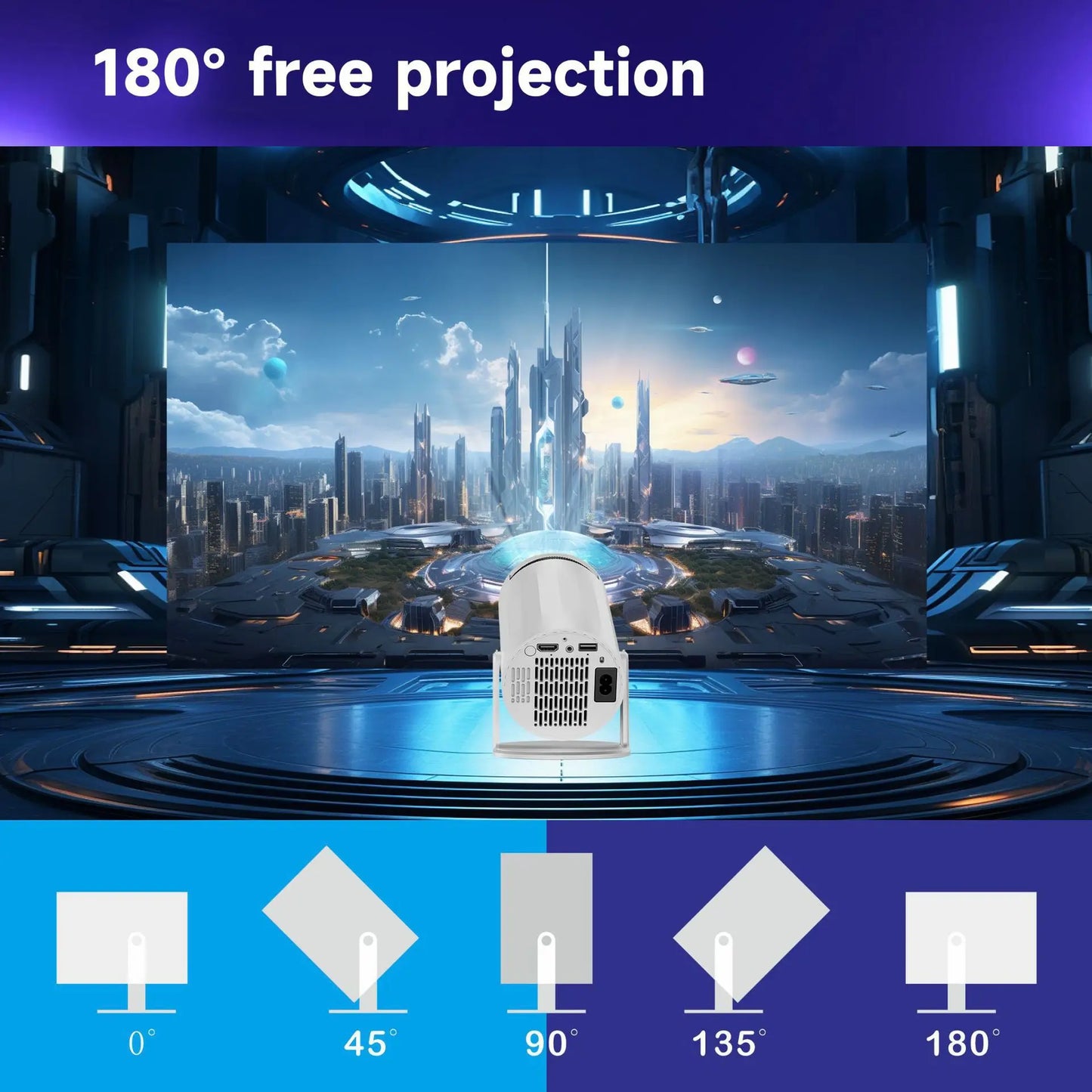 Salange Smart Projector Coolita TV OS with 1000+ Free Channels WiFi6 BT5 Native 720P Support 1080P Video Projector Home Cinema