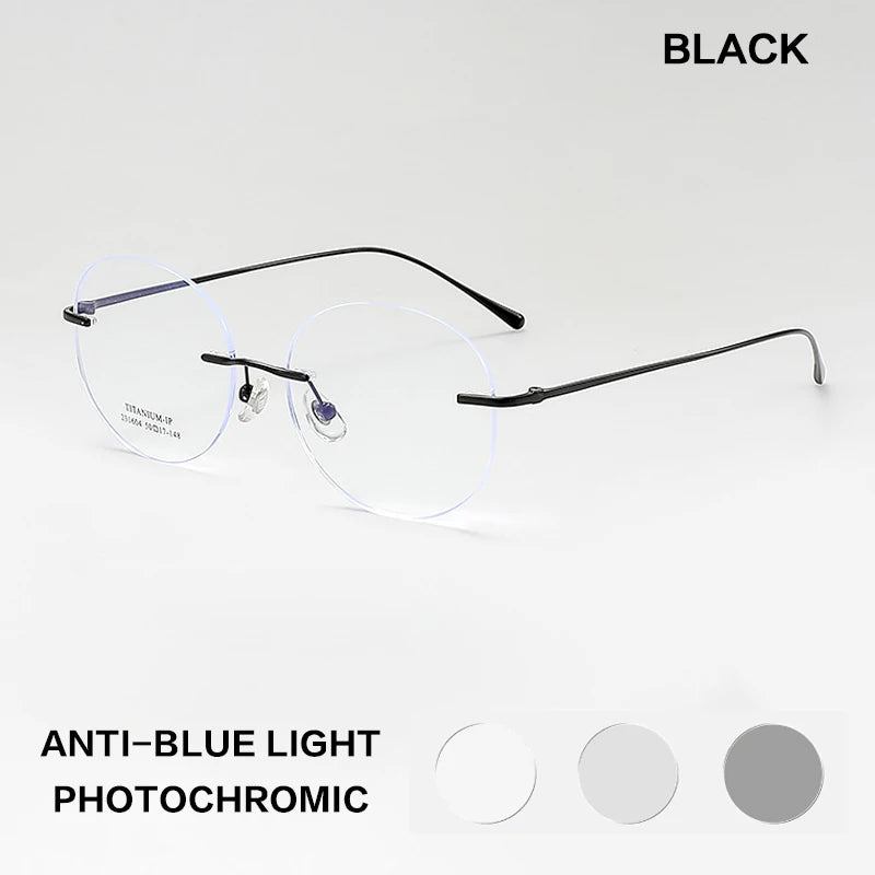 Frameless Round Reading Glasses for Men & Women | Blue Light Blocking | Multifocal Prescription