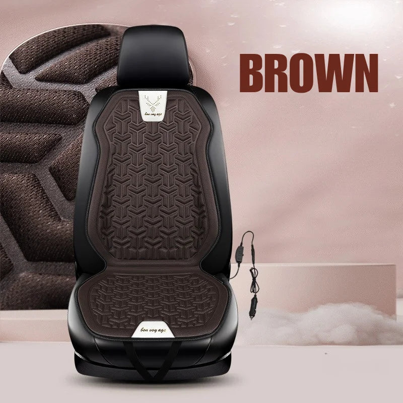 Universal Heated Car Seat Cover 12V Winter Seat Cushion Warm Velvet Plush Seat Protector Car Heating Mat Auto Accessories