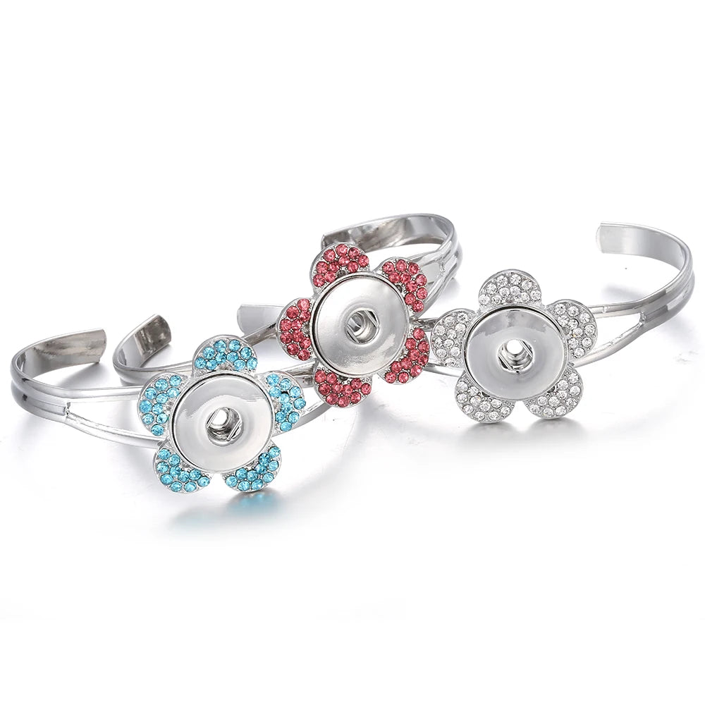 10pcs/lot Wholesale Metal 18mm Snap Button Bracelet Bangles Silver Gold Color Snap Bracelet Fit 20mm 18MM Snap Buttons Jewelry