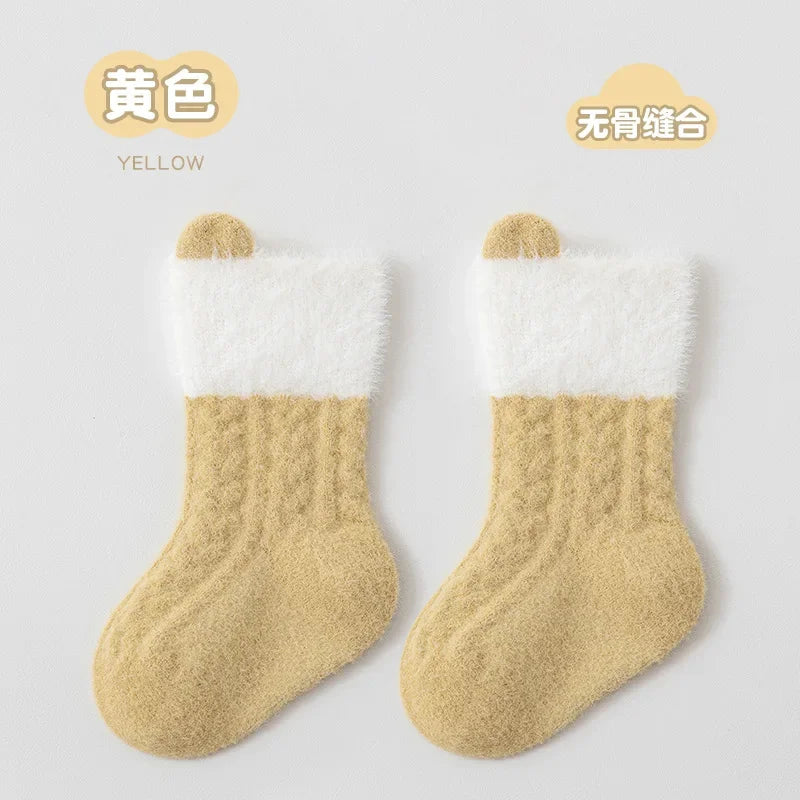 Autumn Winter Baby Socks Fleece Thickened Newborn Children Socks Warm Mid-Tube Kids Socks For Boys And Girls Baby Clothing Gifts