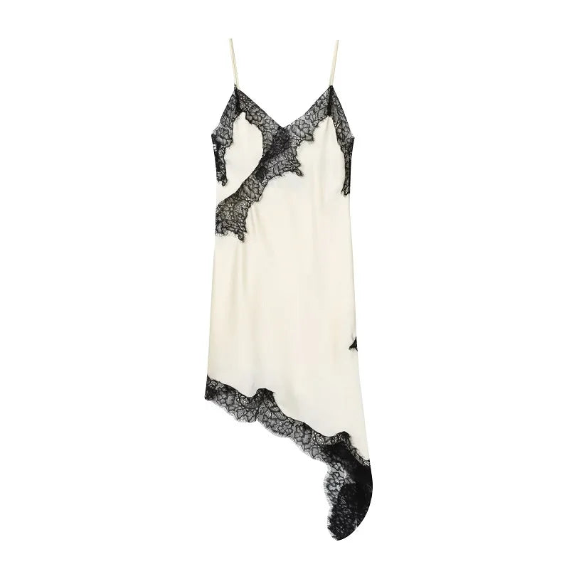 MUJER Lace Slip Mini Dress Women Satin Backless Summer Dress Woman Asymmetric Party Women's Dress Sexy Beach Dresses for Women