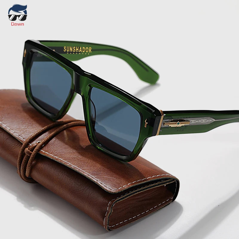 Pure Handmade Top Quality Fashion Square Acetate Luxury Sunglasses Men Women Personalized Designer Outdoor UV400 Sunglasses